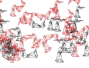 Random War, Chuck Csuri, 2011 (detail). Transmediation for the Media Facade from a 1966 artwork by the same title.